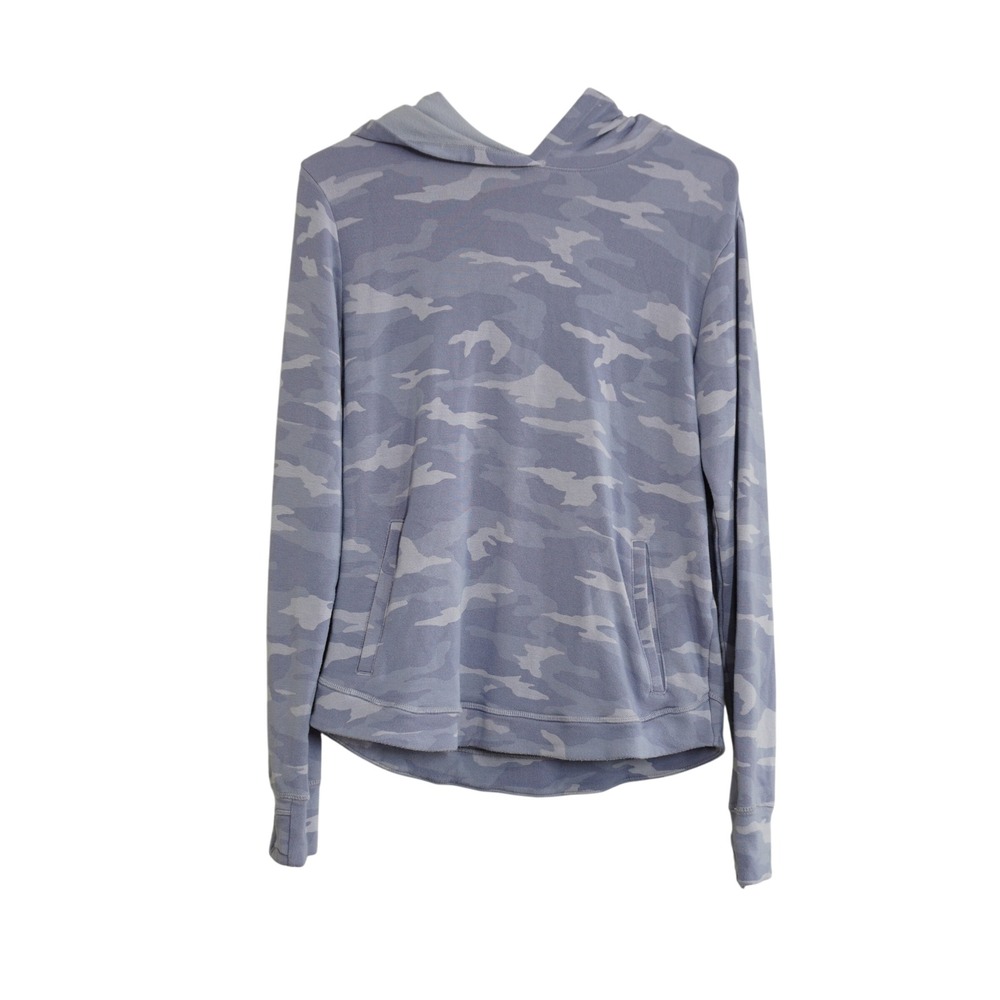 Athleta Girl Size 16 XXL Purple‎ Camo Hoodie Modal Blend Thumbhole Pullover